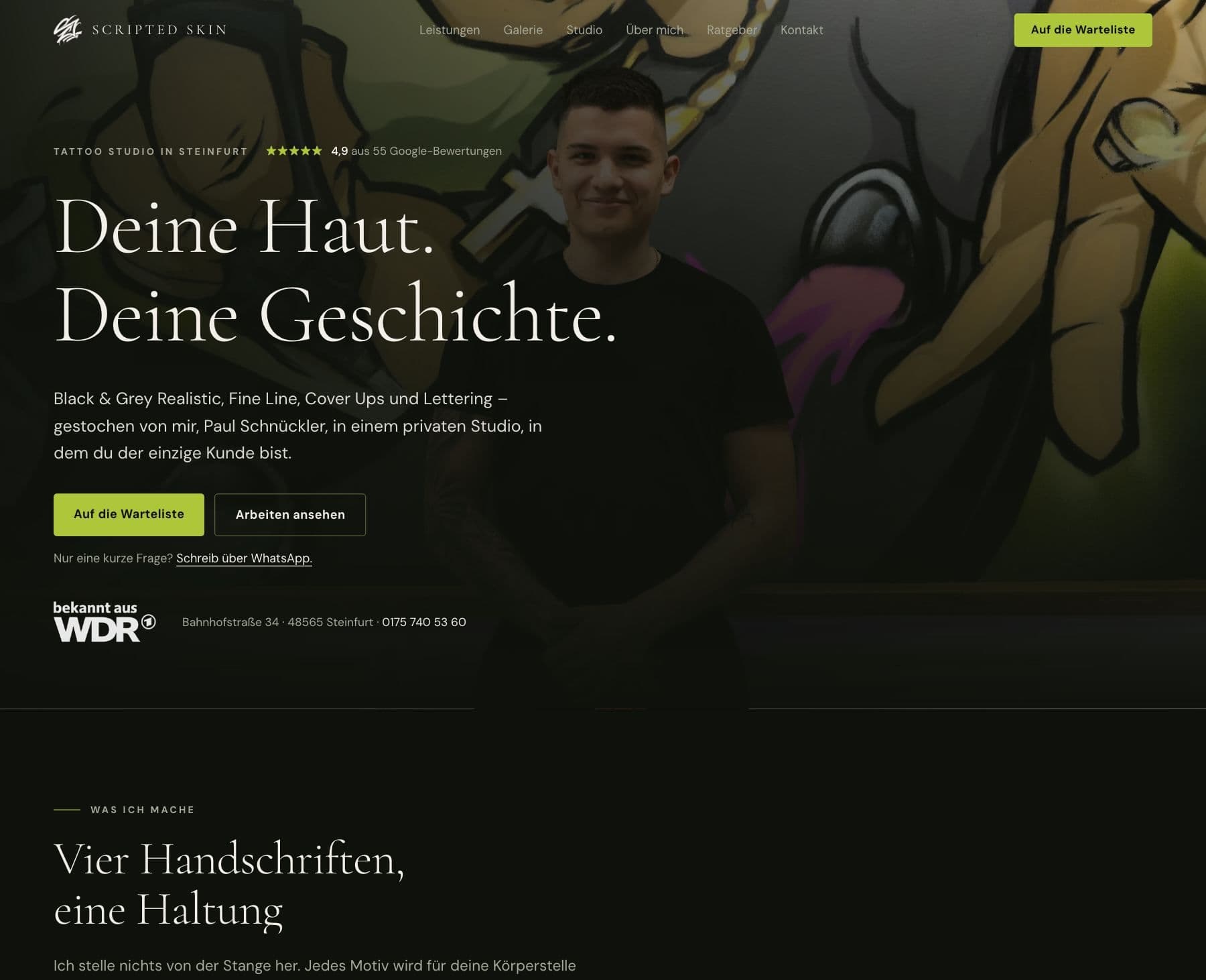 Website von ScriptedSkin in der Desktop-Ansicht