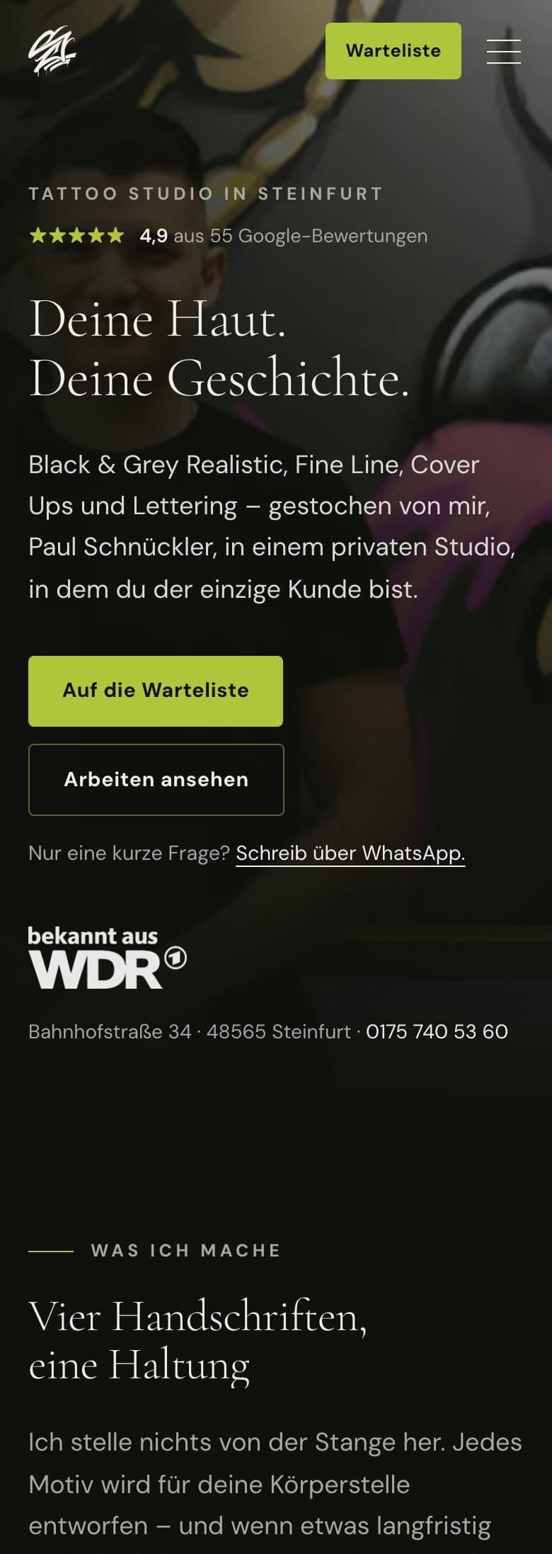 Website von ScriptedSkin in der Mobilansicht